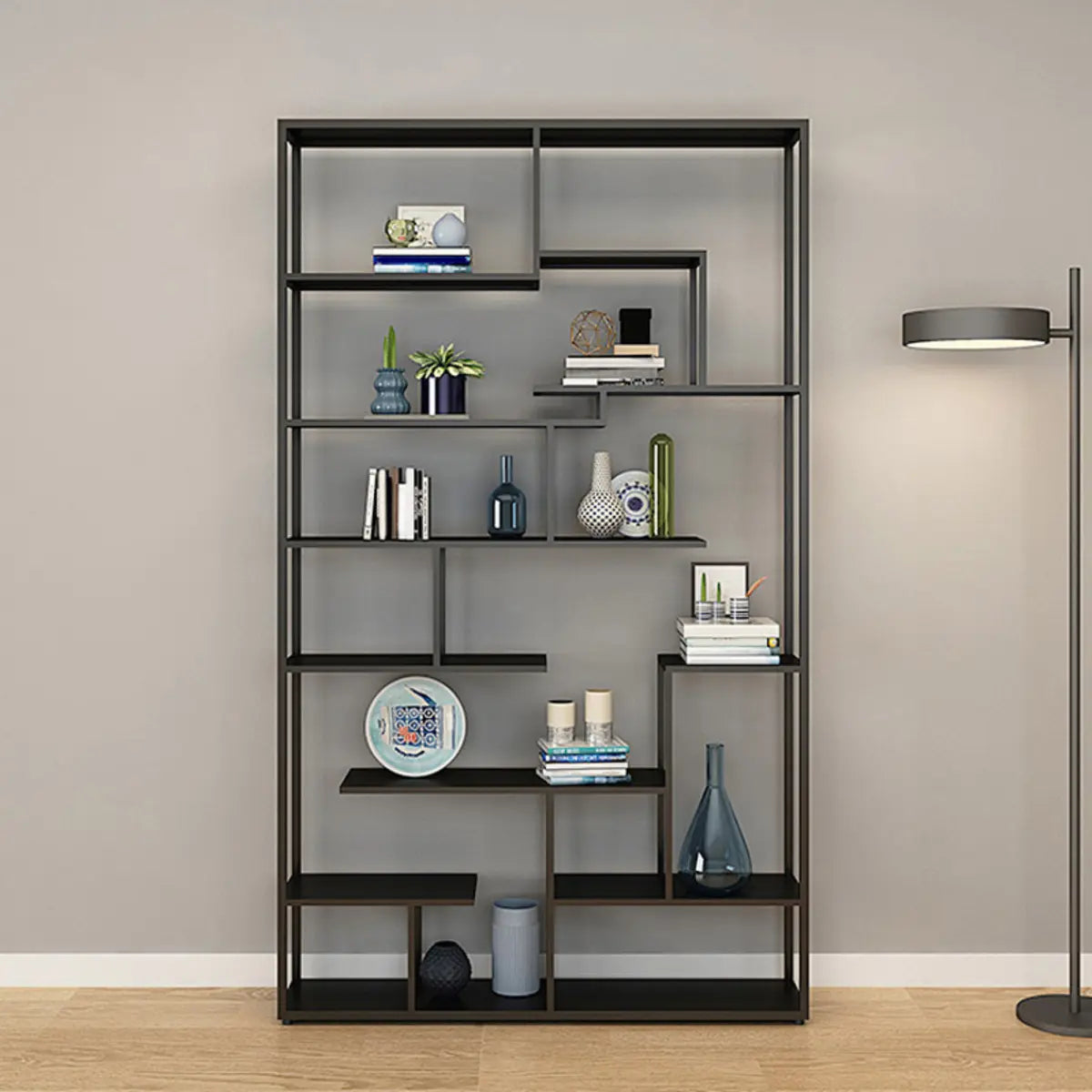 Industrial Open Metal Black Large Display Bookcase Image - 10