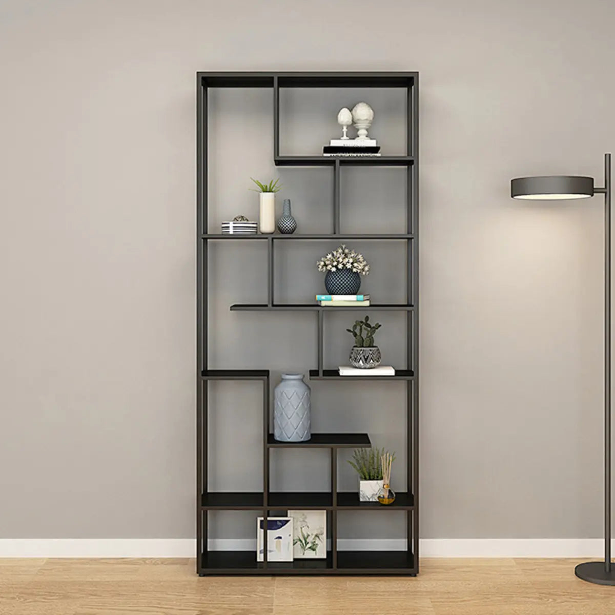 Industrial Open Metal Black Large Display Bookcase Image - 11