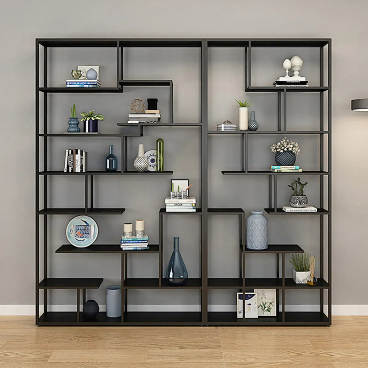 Industrial Open Metal Black Large Display Bookcase Image - 2