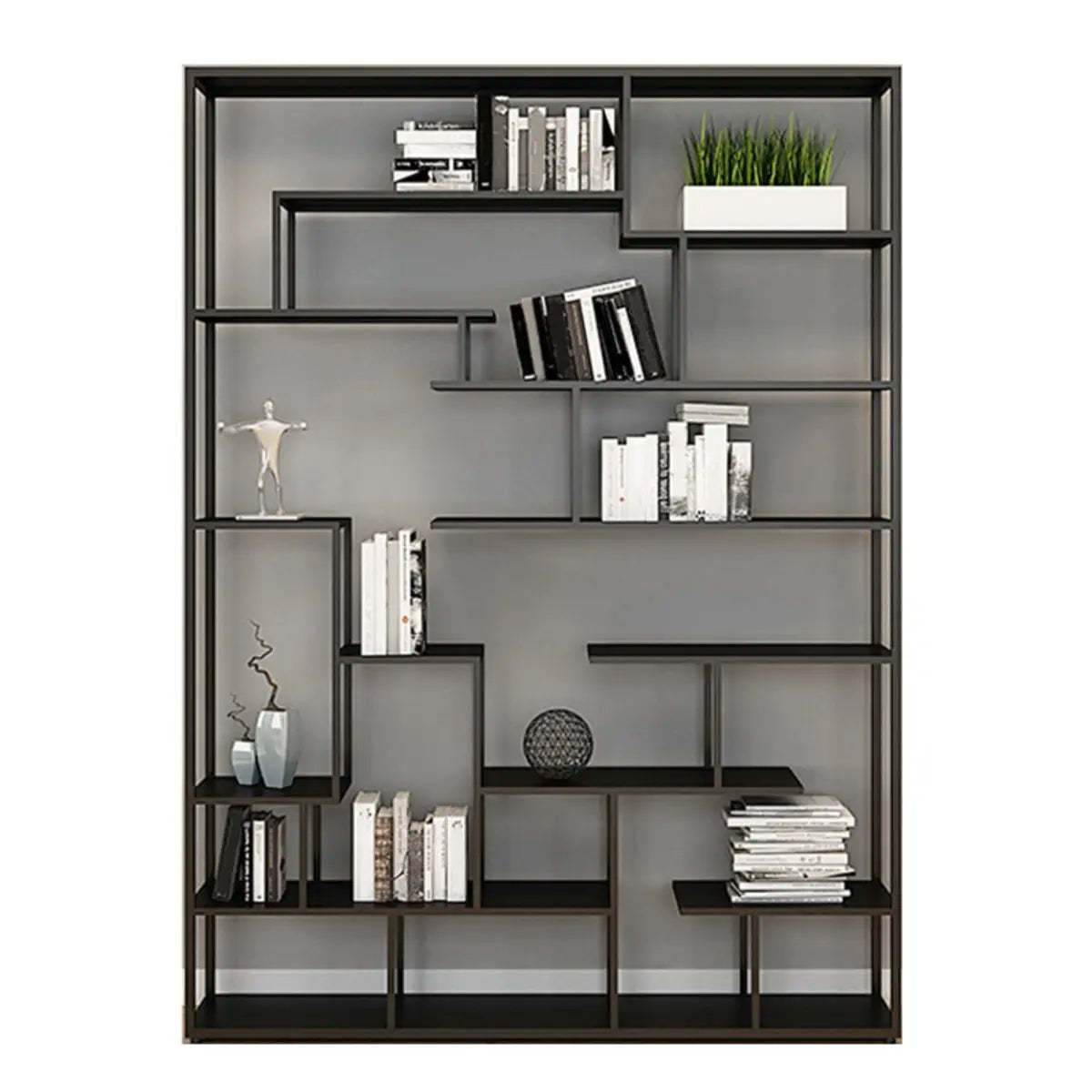 Industrial Open Metal Black Large Display Bookcase Image - 5