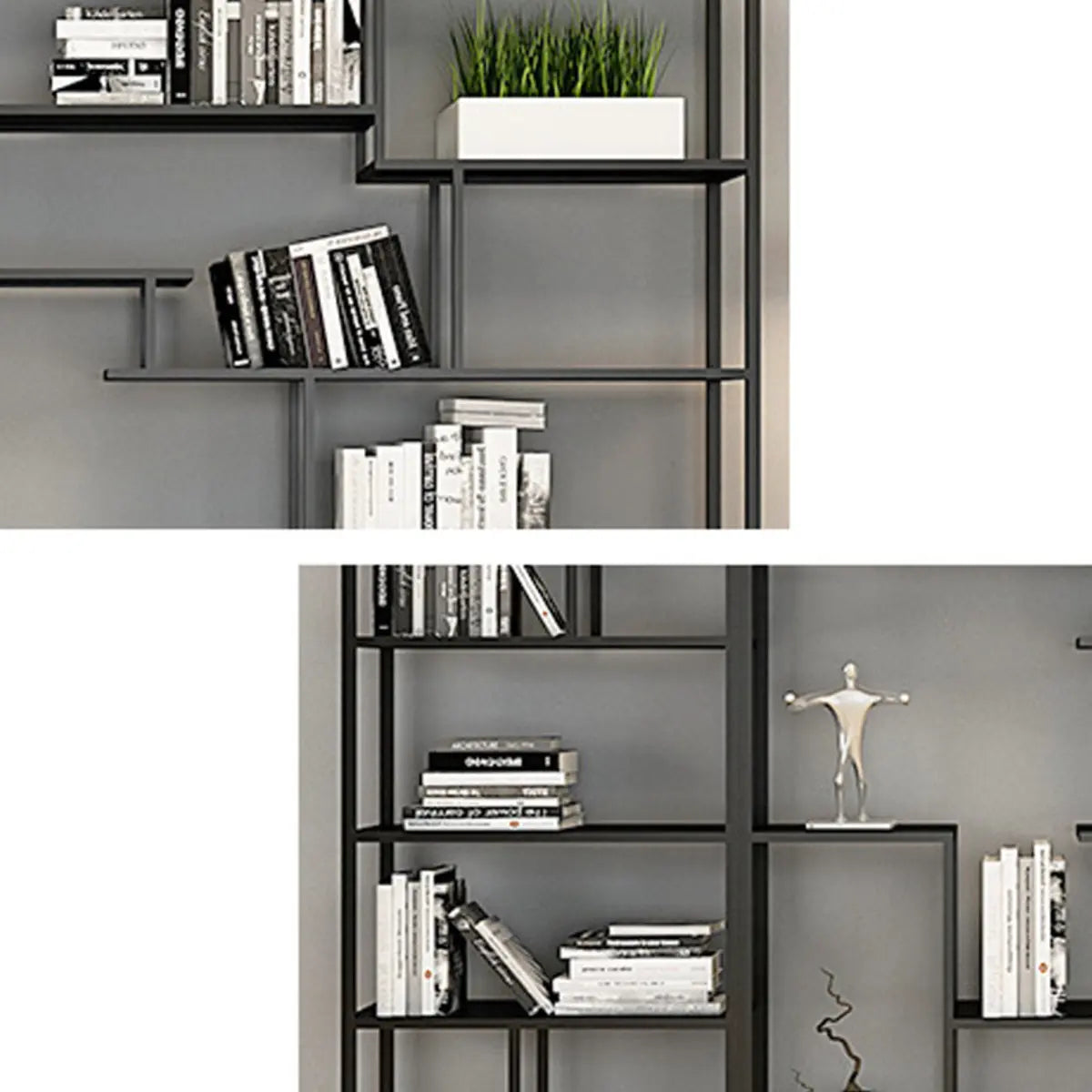 Industrial Open Metal Black Large Display Bookcase Image - 7