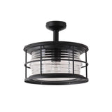 Industrial Outdoor Lantern Black Semi-Flush Mount Light Image - 10