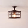 Industrial Outdoor Lantern Black Semi-Flush Mount Light Image - 9