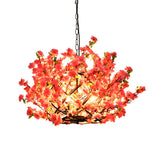 Industrial Peach Restaurant Blossom Pink Floral Chandelier Image - 4