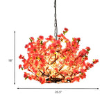 Industrial Peach Restaurant Blossom Pink Floral Chandelier #size