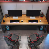 Industrial Pine Wood Rectangle Sled Double Gaming Desk Image - 1