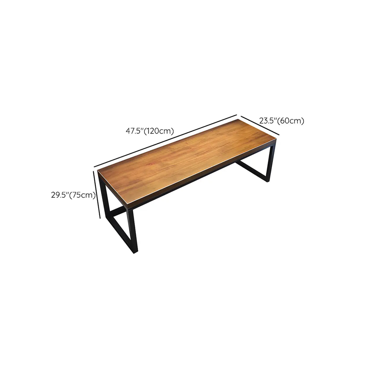 Industrial Pine Wood Rectangle Sled Double Gaming Desk 