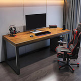 Industrial Pine Wood Rectangle Sled Double Gaming Desk Image - 2