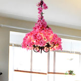 Industrial Pink Flower Cherry Blossom Metal Chandelier Image - 1