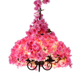 Industrial Pink Flower Cherry Blossom Metal Chandelier Image - 3