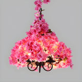 Industrial Pink Flower Cherry Blossom Metal Chandelier Image - 4