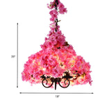 Industrial Pink Flower Cherry Blossom Metal Chandelier #size