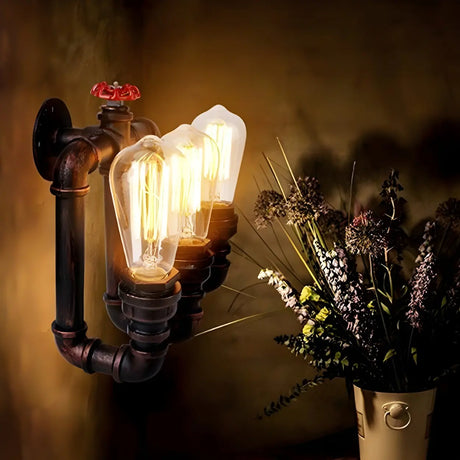 Industrial Pipe 3-light Black Wall Sconce  Image - 1