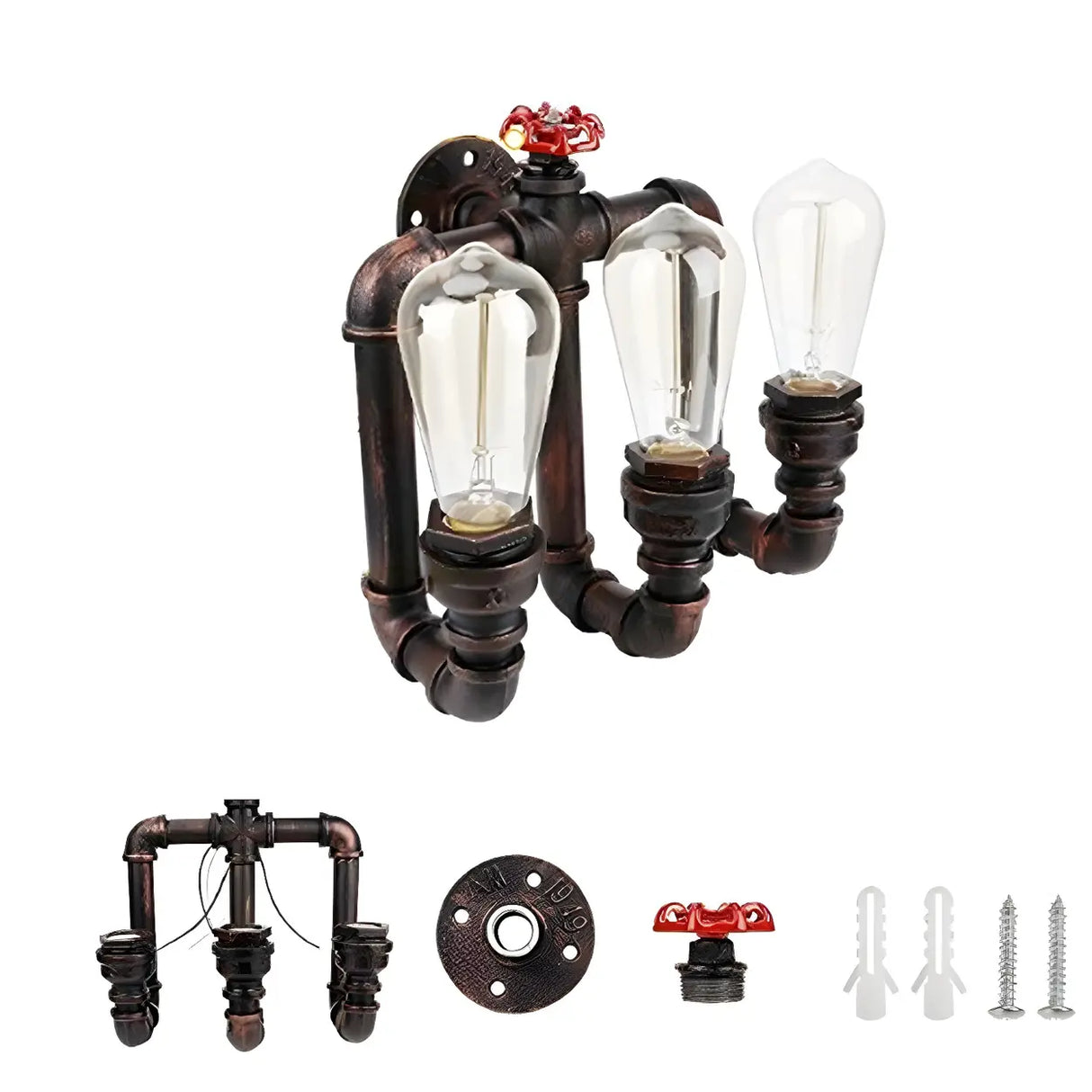 Industrial Pipe 3-light Black Wall Sconce  Image - 6