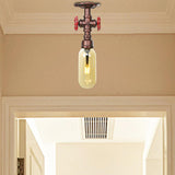 Industrial Pipe Capsule Copper Semi-Flush Mount Light Image - 10