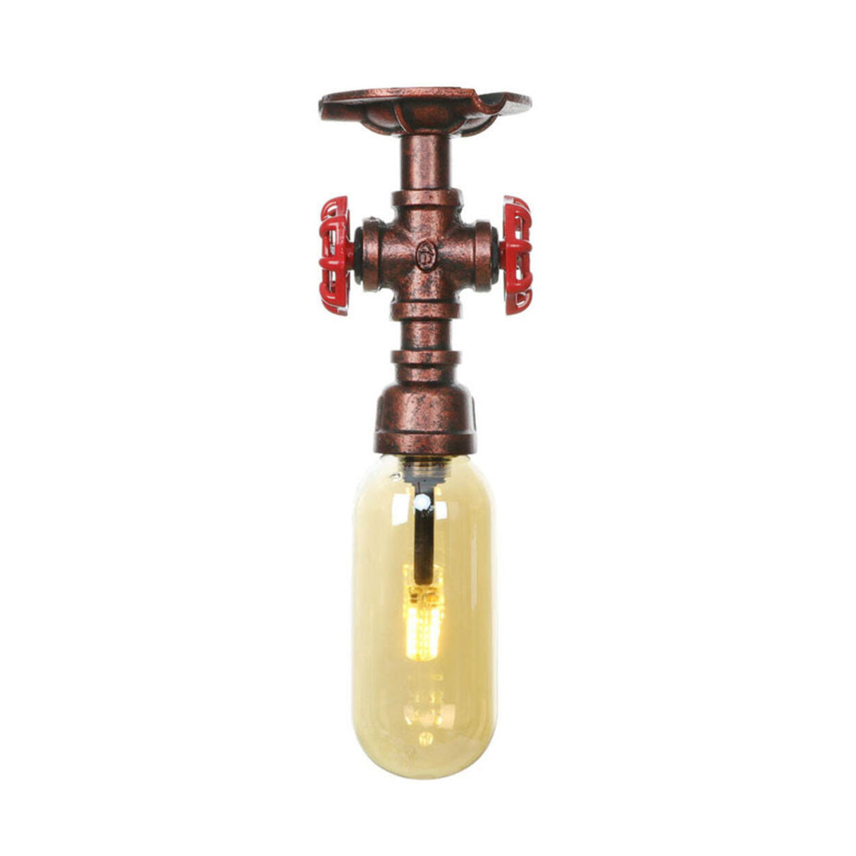 Industrial Pipe Capsule Copper Semi-Flush Mount Light Image - 11