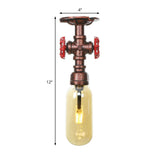 Industrial Pipe Capsule Copper Semi-Flush Mount Light Image - 12