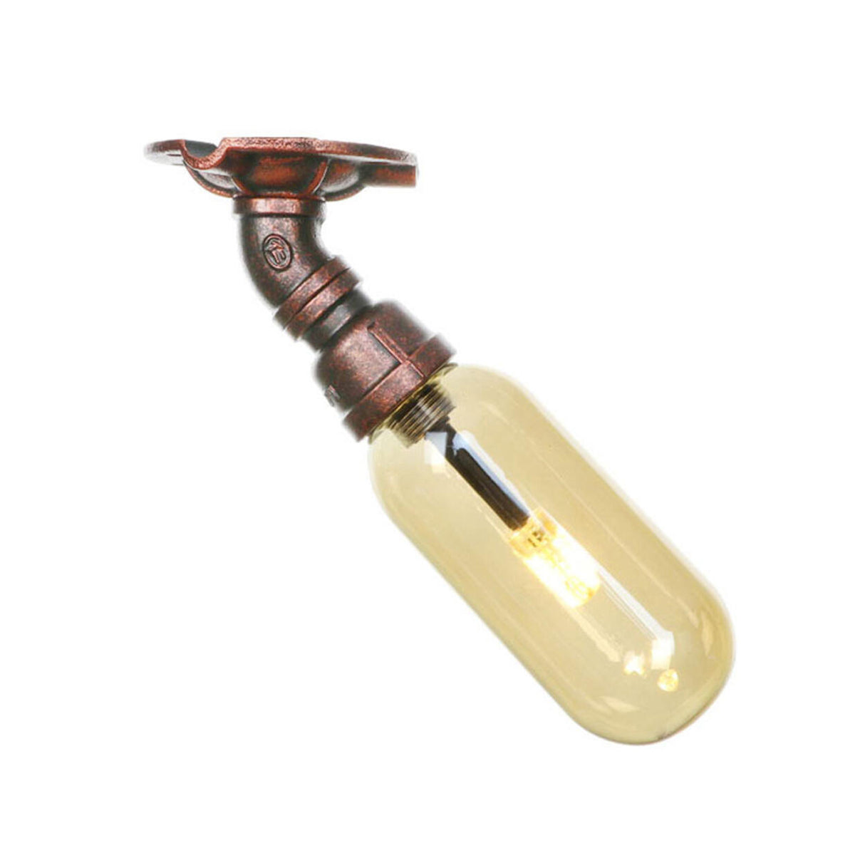 Industrial Pipe Capsule Copper Semi-Flush Mount Light Image - 3