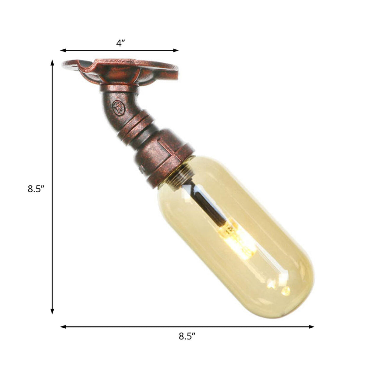 Industrial Pipe Capsule Copper Semi-Flush Mount Light Image - 4