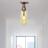 Industrial Pipe Capsule Copper Semi-Flush Mount Light Image - 5