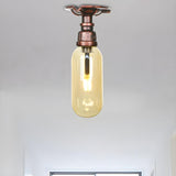 Industrial Pipe Capsule Copper Semi-Flush Mount Light Image - 6