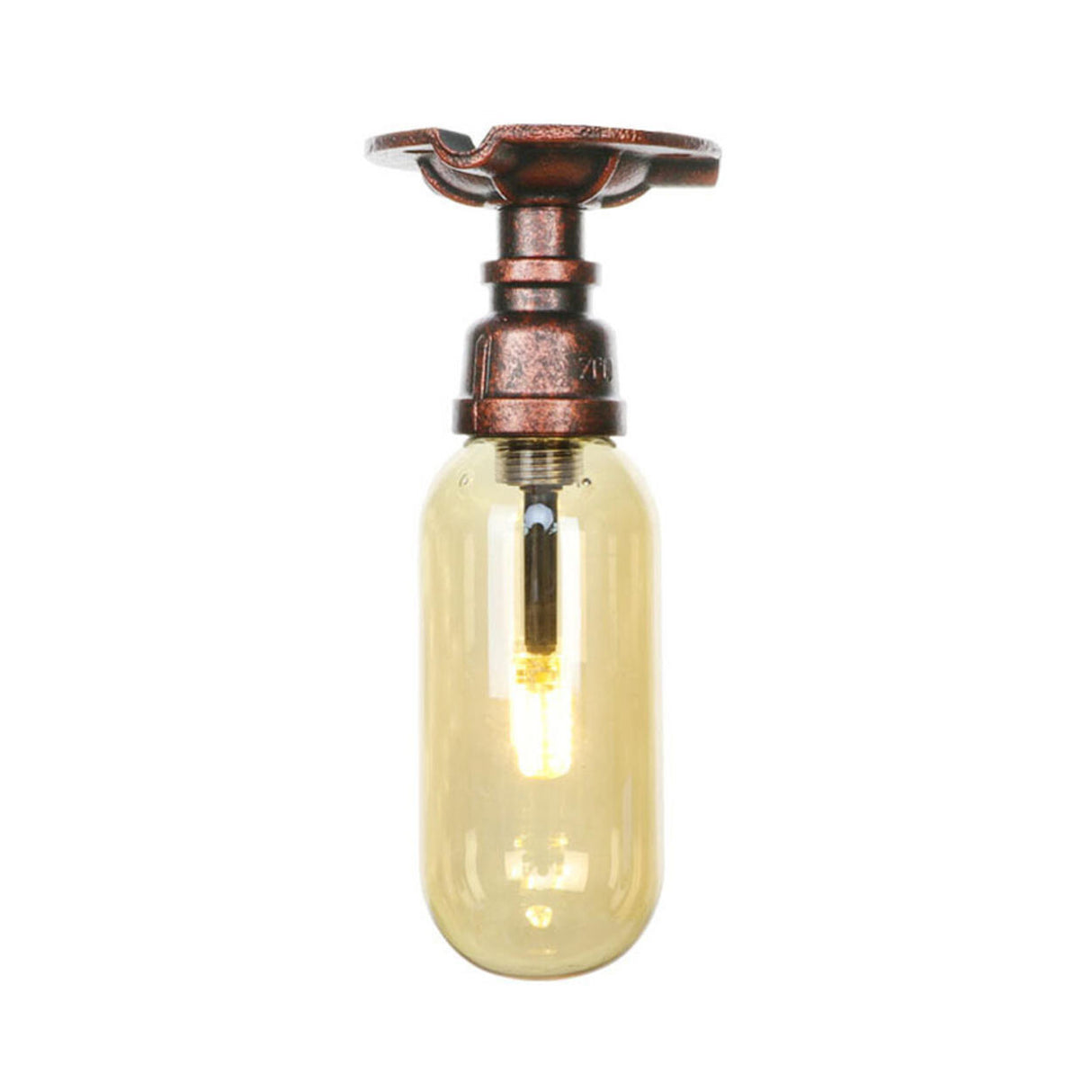 Industrial Pipe Capsule Copper Semi-Flush Mount Light Image - 7