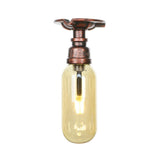 Industrial Pipe Capsule Copper Semi-Flush Mount Light Image - 7