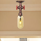 Industrial Pipe Capsule Copper Semi-Flush Mount Light Image - 9