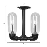 Industrial Pipe Capsule Semi-Flush Mount Light 2-Light Image - 12