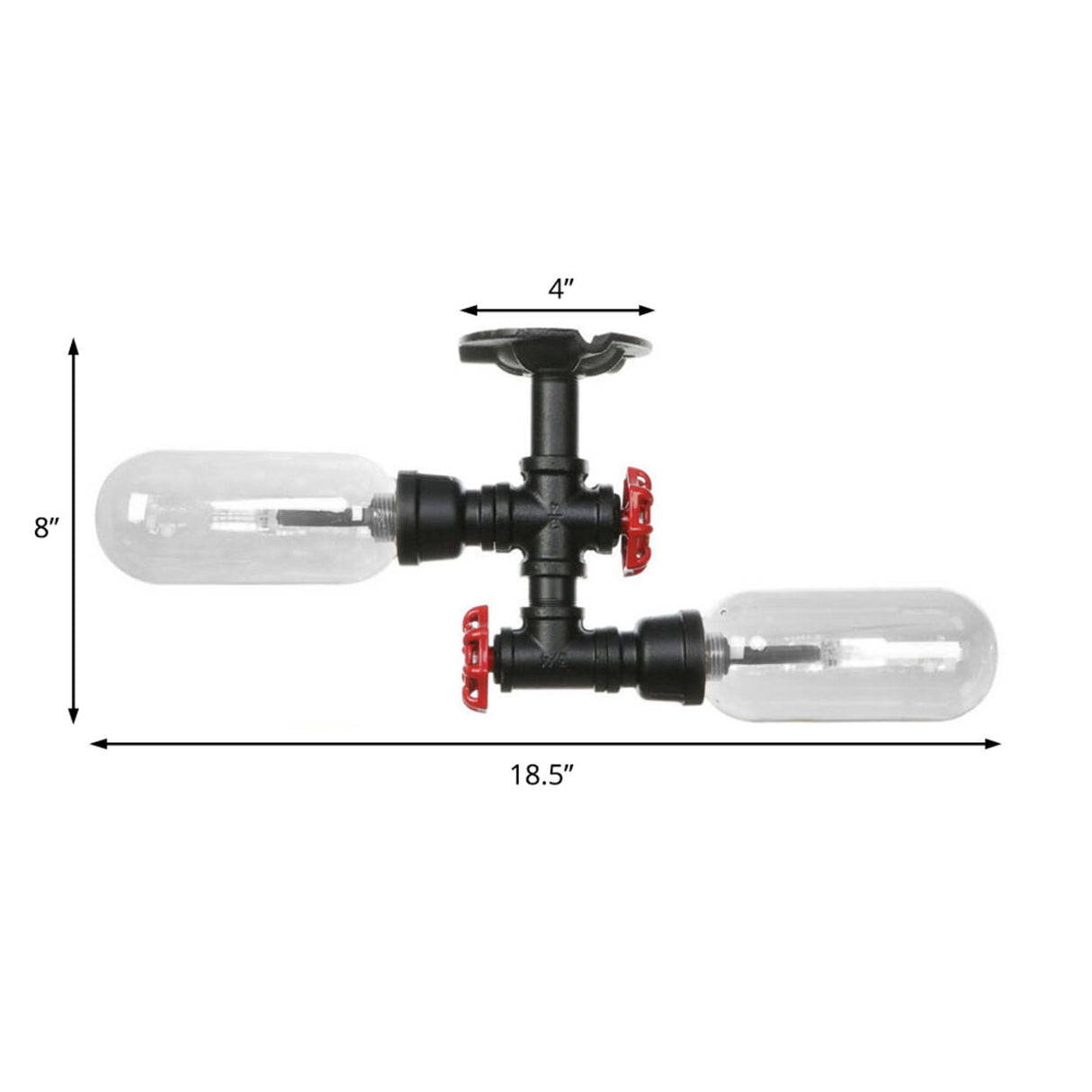 Industrial Pipe Capsule Semi-Flush Mount Light 2-Light Image - 4