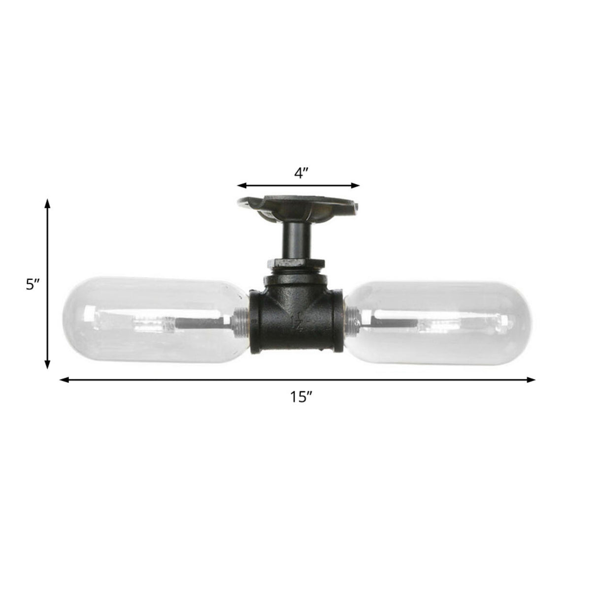 Industrial Pipe Capsule Semi-Flush Mount Light 2-Light Image - 8