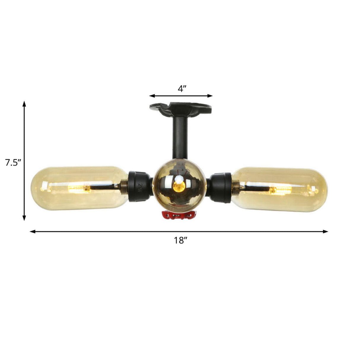 Industrial Pipe Capsule Semi-Flush Mount Light 6-Bulb Image - 12