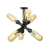 Industrial Pipe Capsule Semi-Flush Mount Light 6-Bulb Image - 3