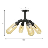 Industrial Pipe Capsule Semi-Flush Mount Light 6-Bulb Image - 8