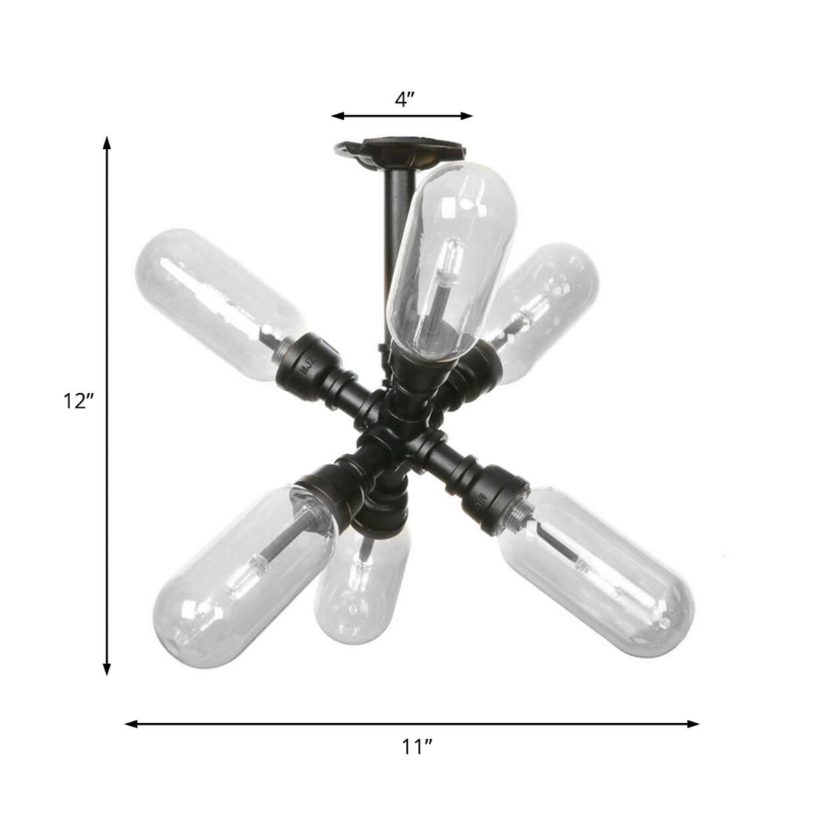 Industrial Pipe Capsule Semi-Flush Mount Light 6-Light Image - 4