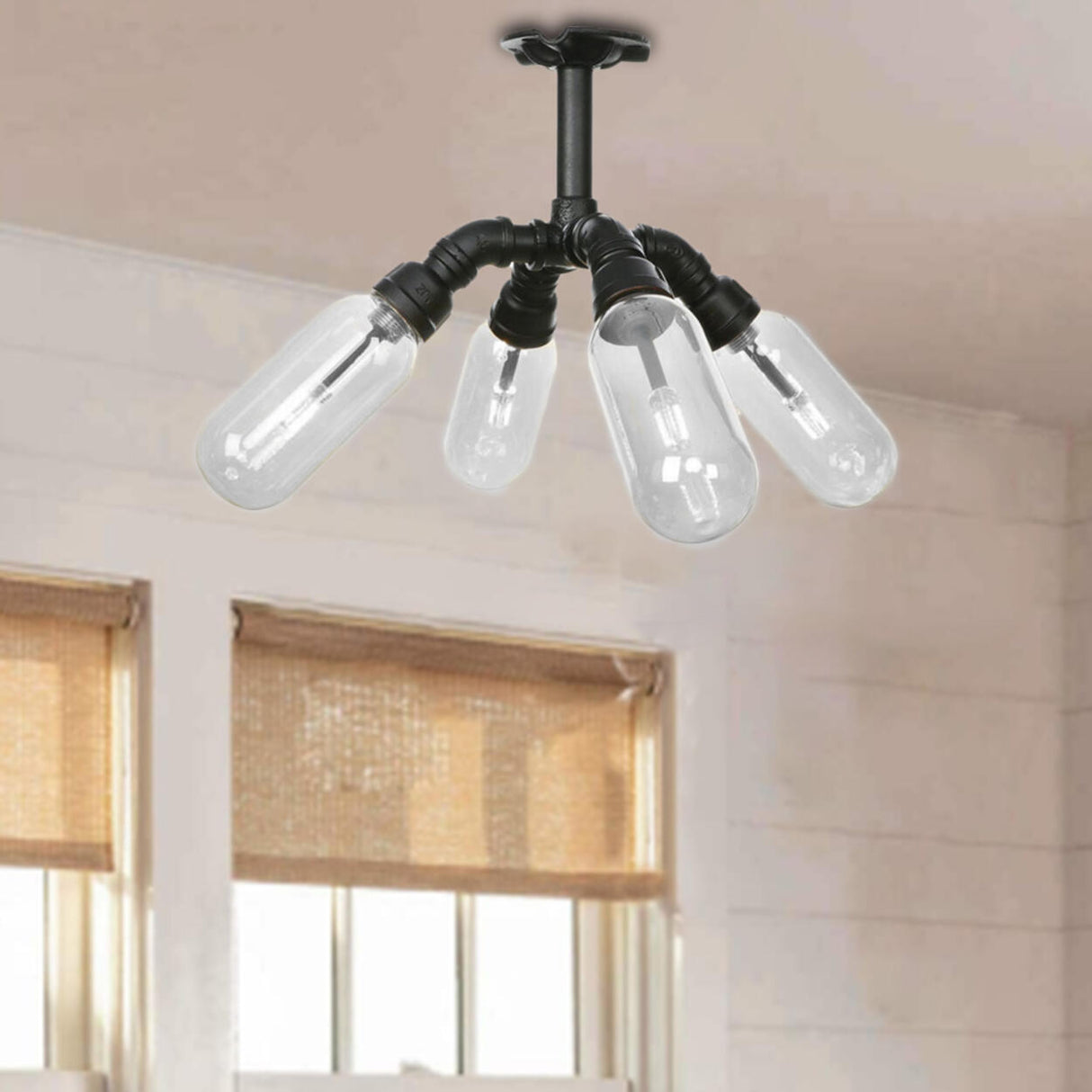 Industrial Pipe Capsule Semi-Flush Mount Light 6-Light Image - 5