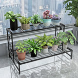 Industrial Rectangle Metal Mesh Crate Plant Stand White Image - 12