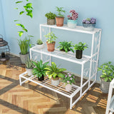 Industrial Rectangle Metal Mesh Crate Plant Stand White Image - 14