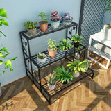 Industrial Rectangle Metal Mesh Crate Plant Stand White Image - 2