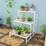 Industrial Rectangle Metal Mesh Crate Plant Stand White Image - 3