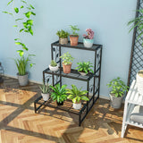 Industrial Rectangle Metal Mesh Crate Plant Stand White Image - 4