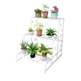 Industrial Rectangle Metal Mesh Crate Plant Stand White Image - 5