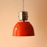 Industrial Red Metal Dome Restaurant Pendant Light Image - 10