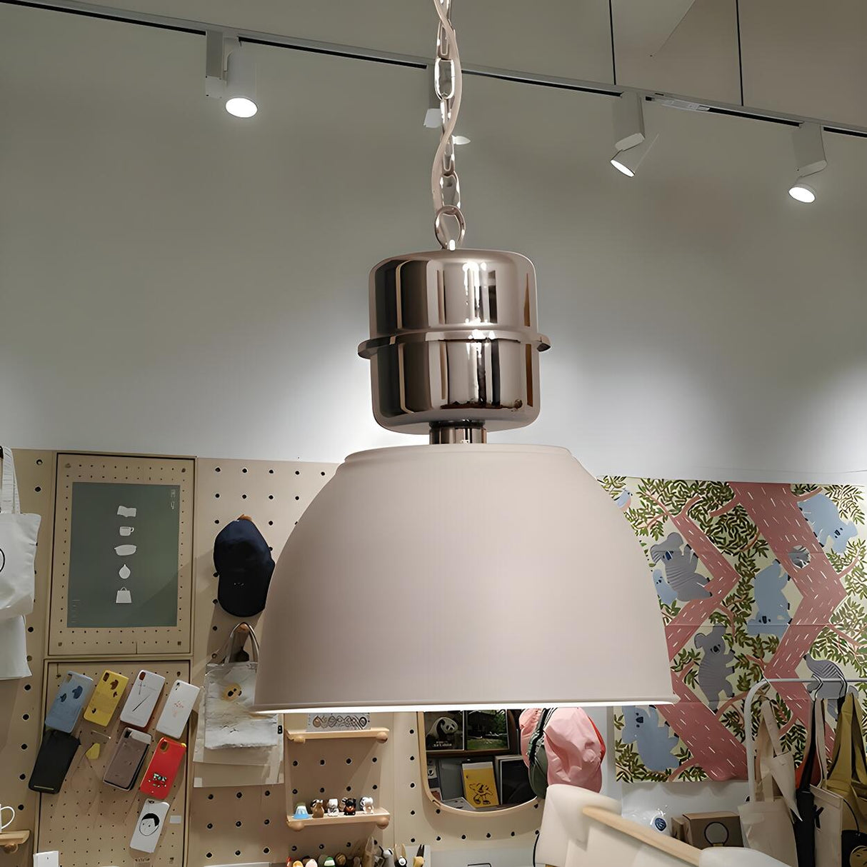 Industrial Red Metal Dome Restaurant Pendant Light Image - 18