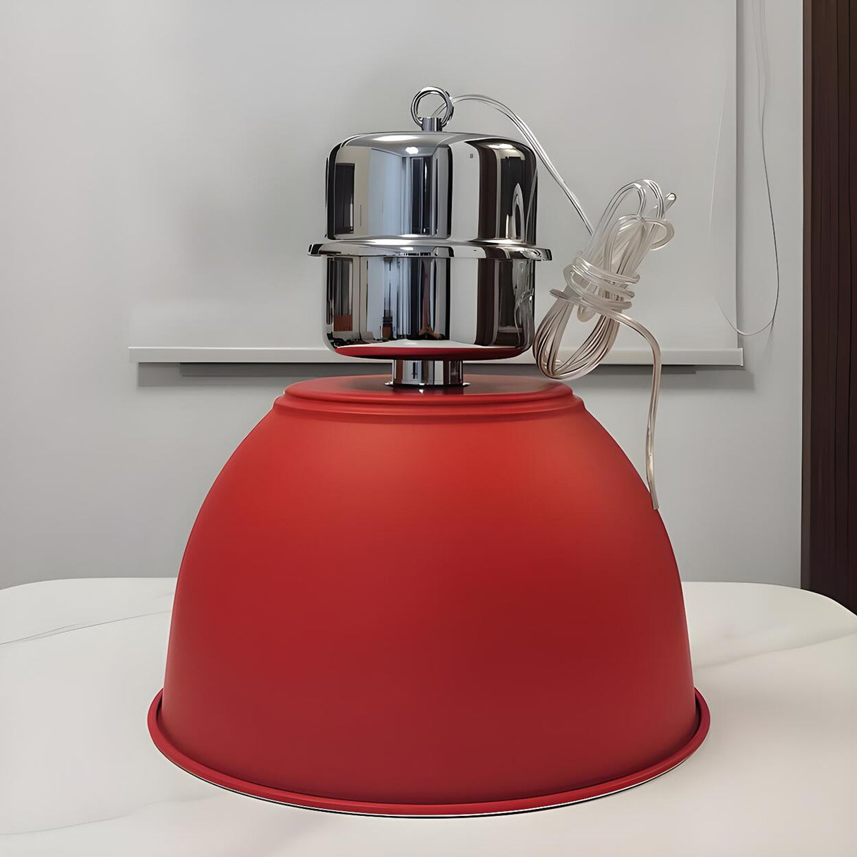 Industrial Red Metal Dome Restaurant Pendant Light Image - 19