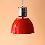 Industrial Red Metal Dome Restaurant Pendant Light Image - 2