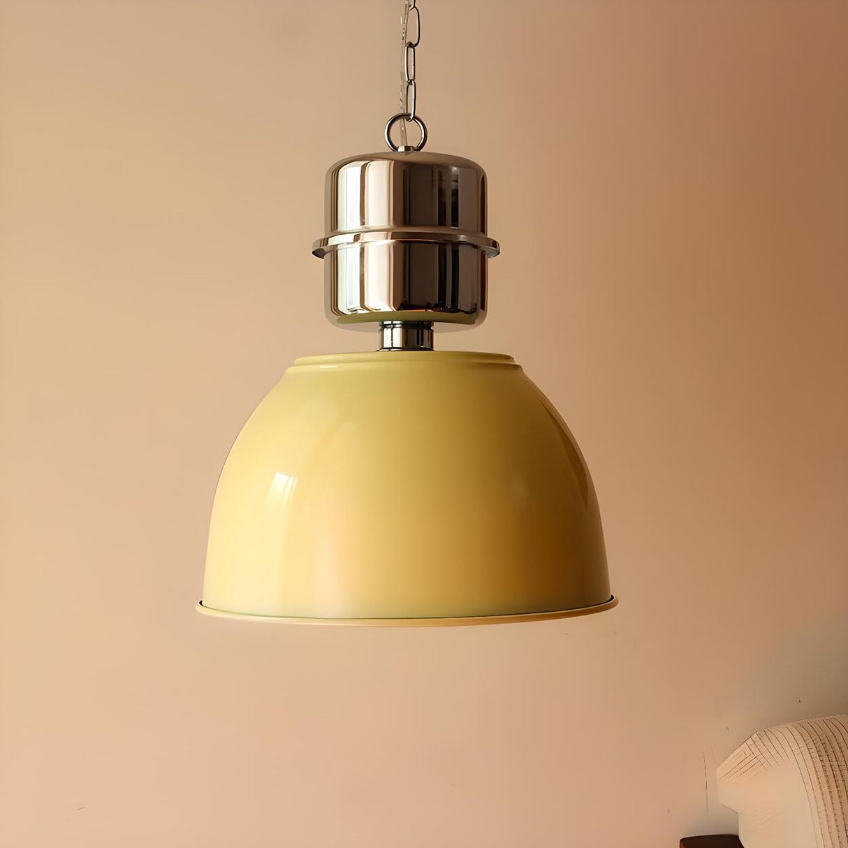 Industrial Red Metal Dome Restaurant Pendant Light Image - 5