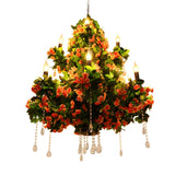 Industrial Restaurant Candle Flower Tree Hanging Chandelier Image - 3