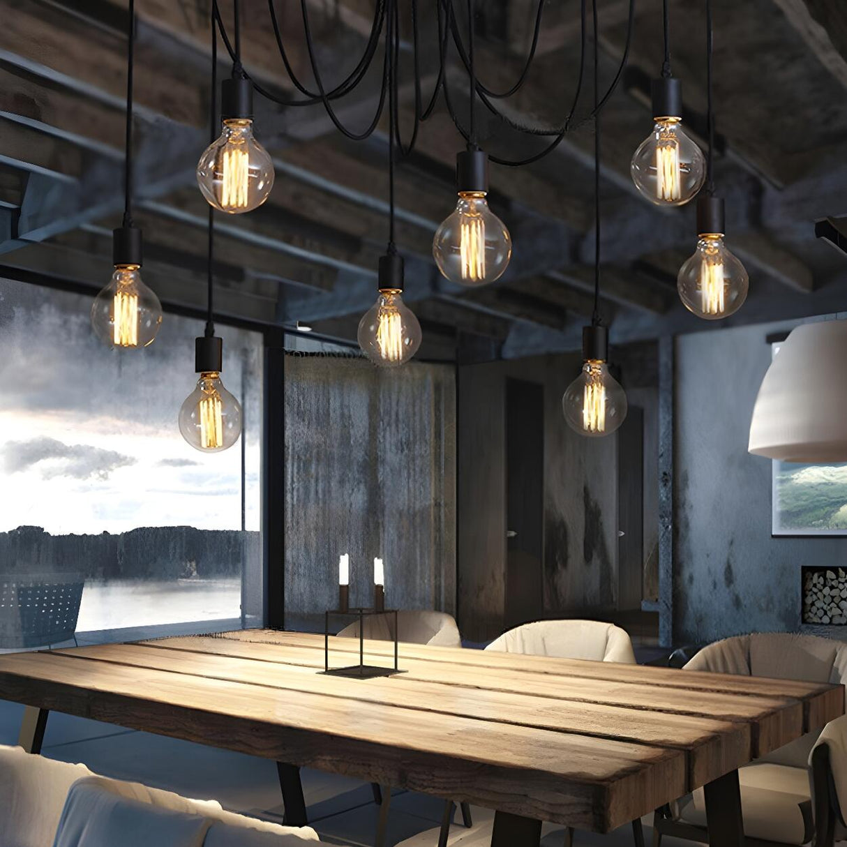 Industrial Restaurant Spider Swag Edison Bulbs Pendant Light Image - 15