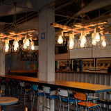 Industrial Restaurant Wood and Metal Cage Chandelier Image - 3